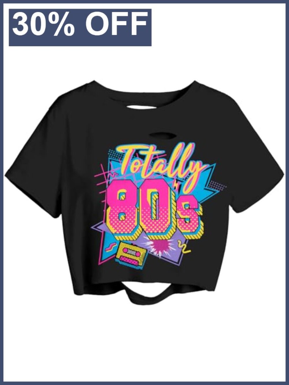 80s 90s Crop Top Tee Cotton Blend Short Sleeve Women Retro